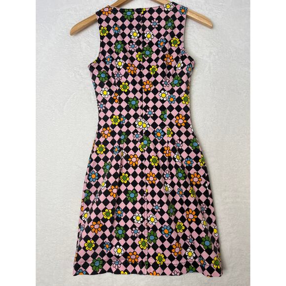 Lazy Oaf Retro Daisy Dress Checker Pink Zip Up size UK6/US2 Groovy Maximalist - Picture 3 of 11